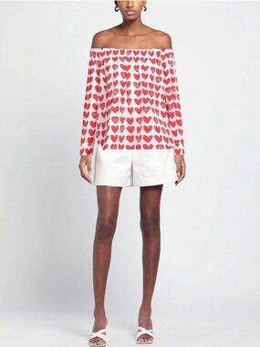 MAX MARA 100% Cotton OFF Shoulder WOMEN TOP Size 10 USA/ 44 IT. Made in  Italy